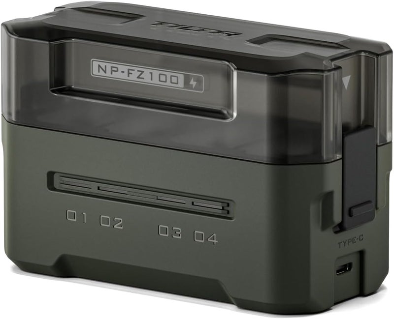 Tilta NP-FZ100 Portable Charging Station - Green | Charge 4 Batteries w/USB-C PD 45W Fast Charge | Safe for A6600, A6700, A7C, A7III, A7IV, A7RIII/IV, A7S Il, FX3,FX30,A1,ZV-E1 - Image 1